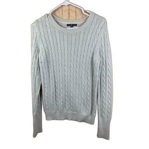 Gap Size Medium Womens Sweater Light Gray Long Sleeve Round Neck Rib Cuff Hem